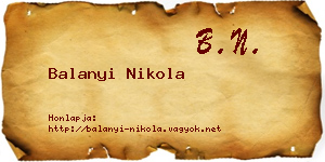 Balanyi Nikola névjegykártya